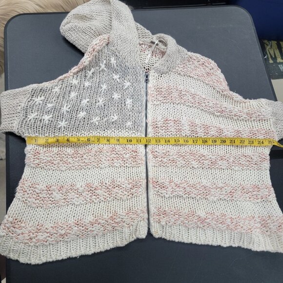 Free People Star Spangled American Flag Cardigan Sweater Oversized Boho Medium - Picture 7 of 8